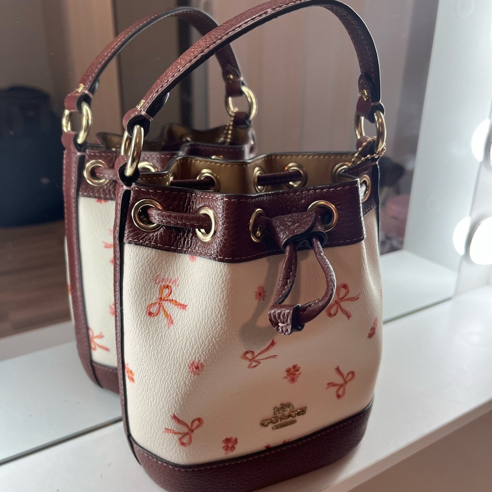Coach Dempsey Bucket Bag 15 With Bow Print